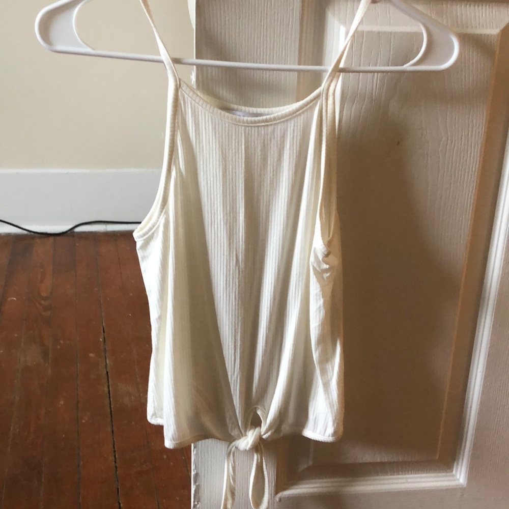 White tank top with tie bottom